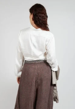 Silk Cropped Shirt in Original White