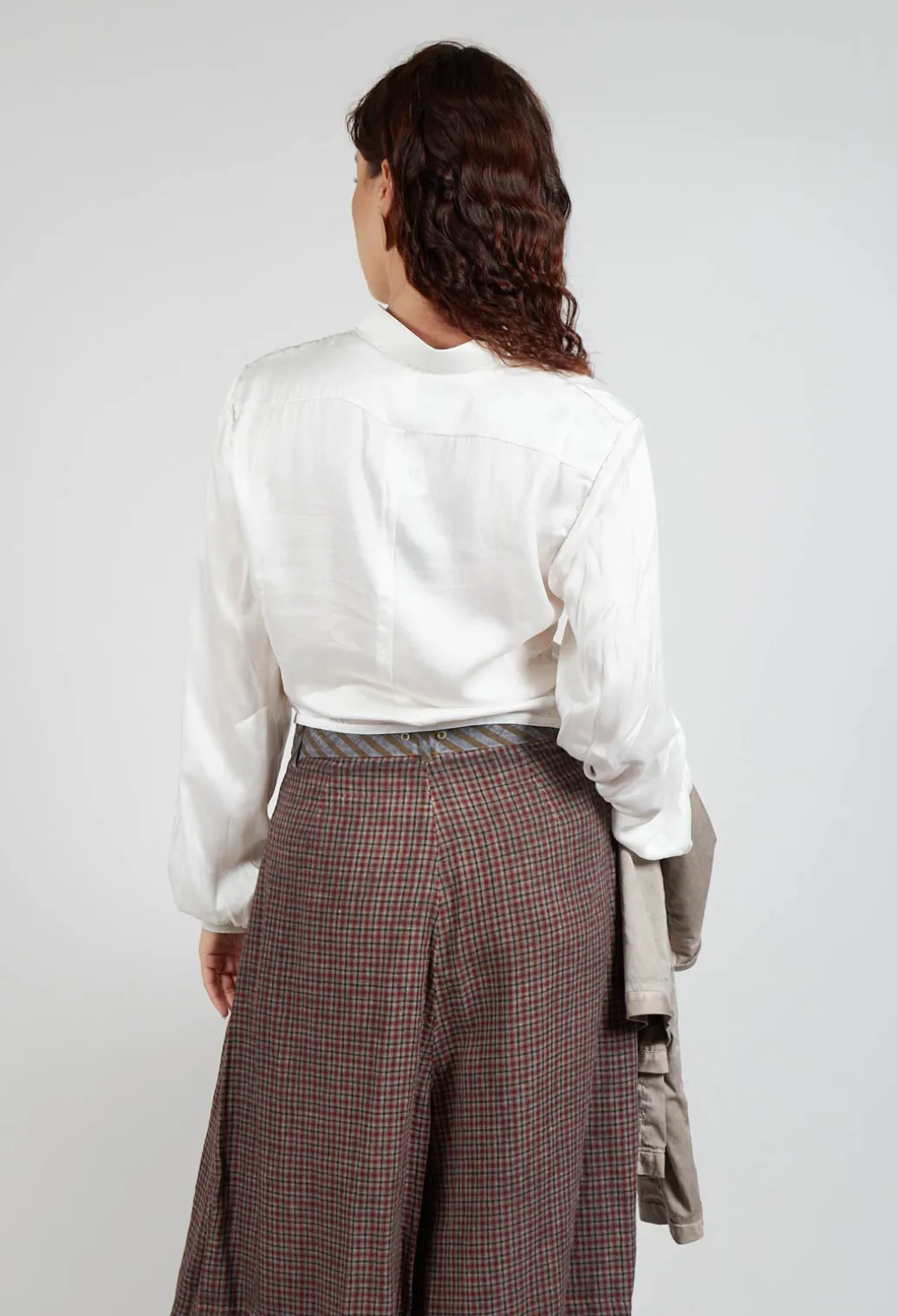 Silk Cropped Shirt in Original White