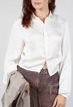 Silk Cropped Shirt in Original White