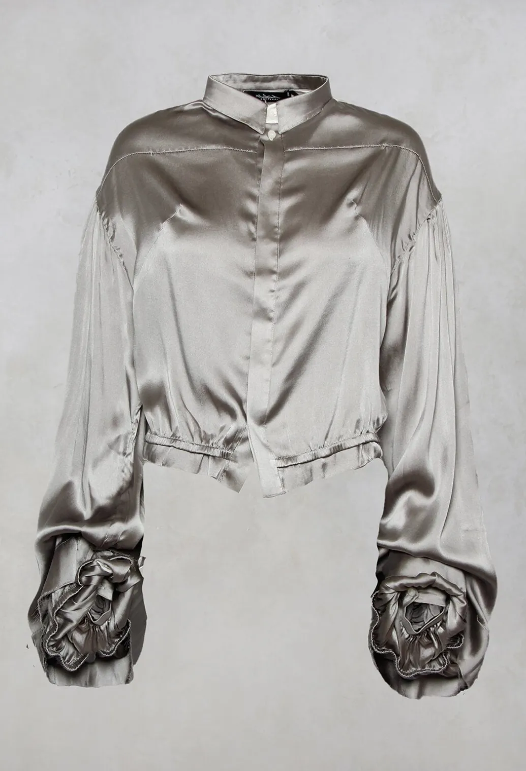 Silk Grey Short Shirt with Contrasting Back