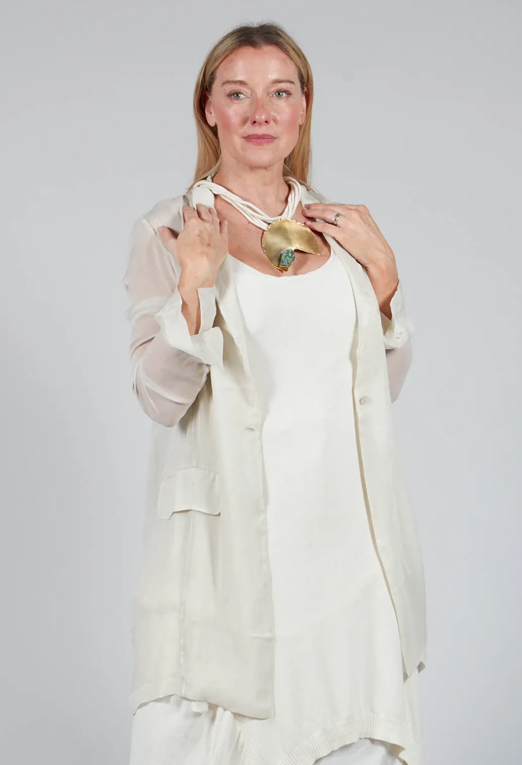 Silk Lightweight Blazer in Chalk