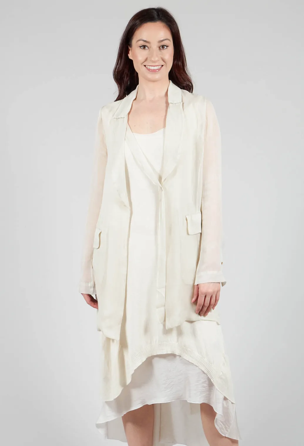 Silk Lightweight Blazer in Chalk
