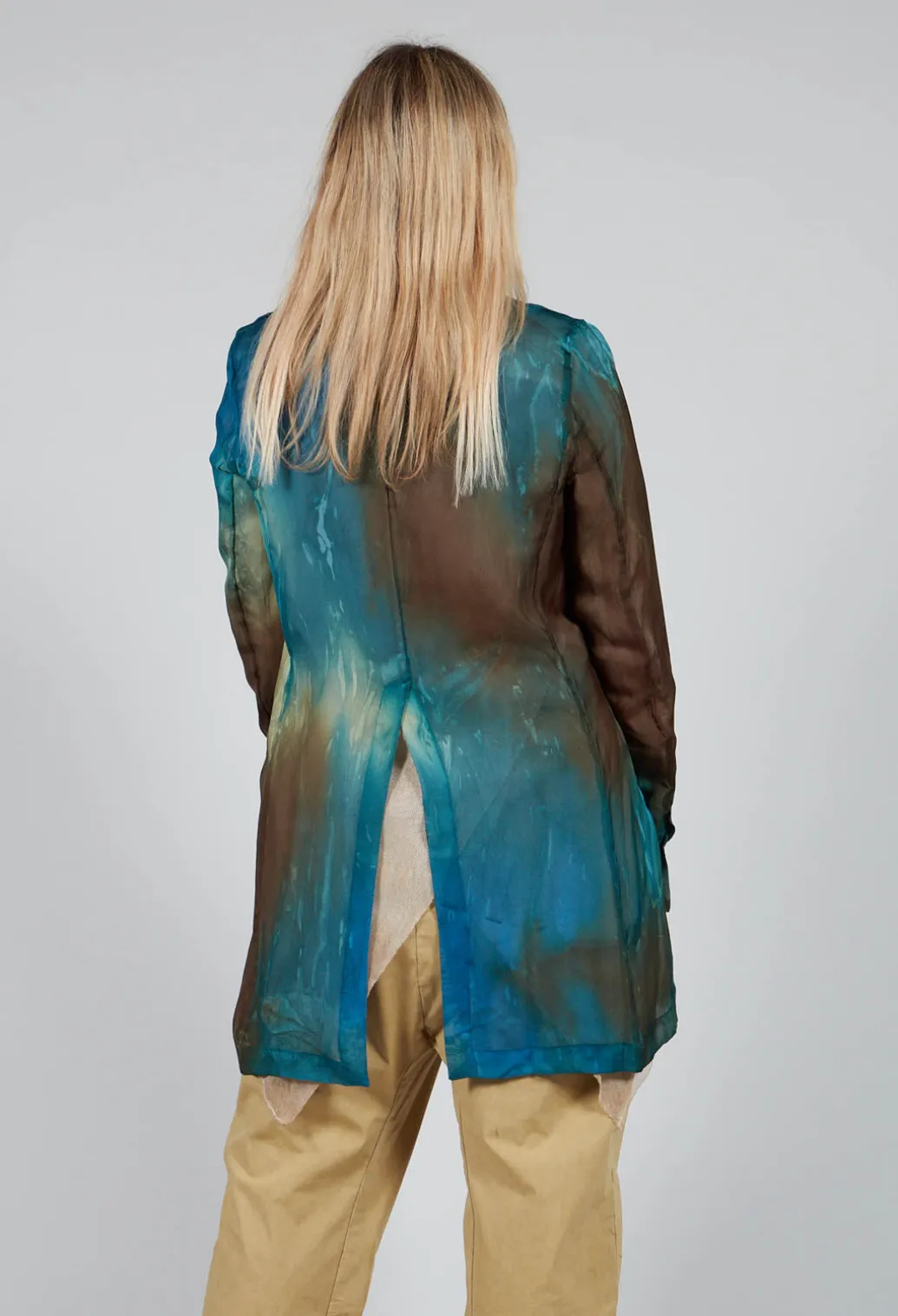 Silk Lightweight Blazer in Petrol Print