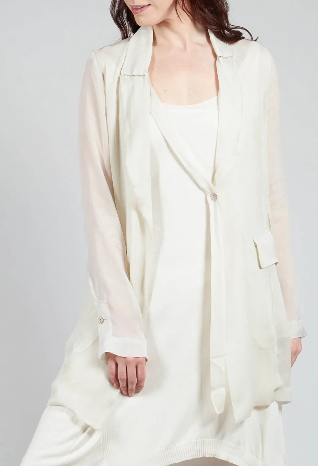 Silk Lightweight Blazer in Chalk