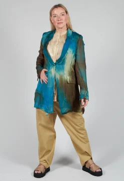 Silk Lightweight Blazer in Petrol Print