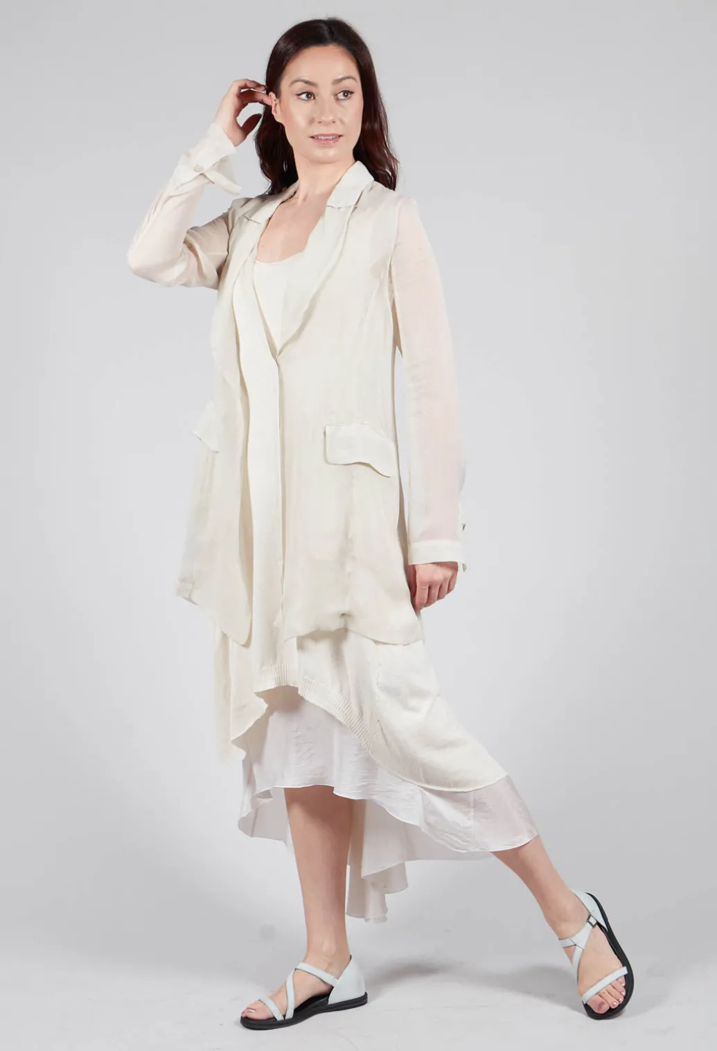 Silk Lightweight Blazer in Chalk