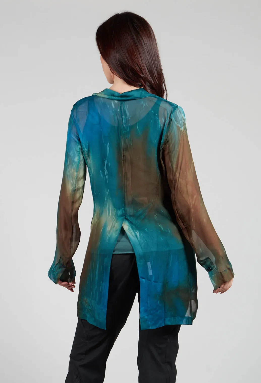 Silk Lightweight Blazer in Petrol Print