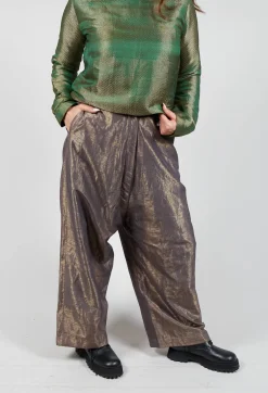 Silk Metallic Low Crotch Pants in Copper