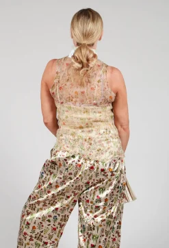 Silk Pleat Top in Petite Fleurs