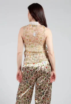 Silk Pleat Top in Petite Fleurs