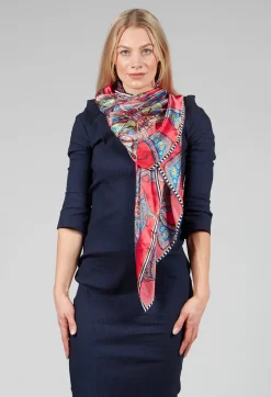 Silk Scarf in Butterflies Red