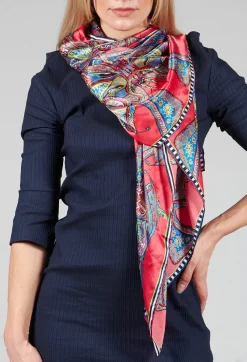 Silk Scarf in Butterflies Red