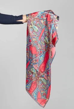 Silk Scarf in Butterflies Red