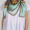 Silk Scarf in Green Circles