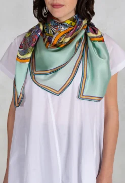 Silk Scarf in Green Circles