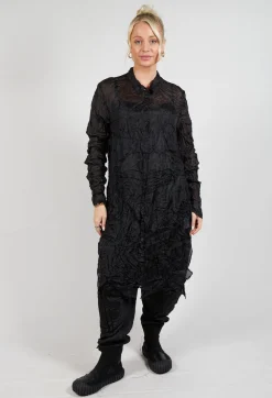 Silk Shirt Dress in Black