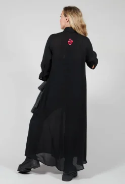 Silk Shirt Dress in Black