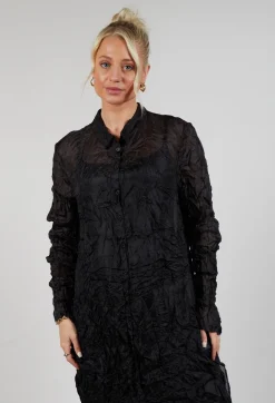Silk Shirt Dress in Black