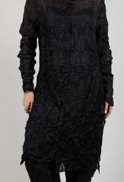 Silk Shirt Dress in Black