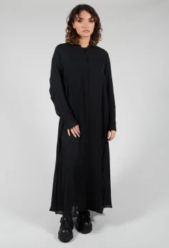 Silk Shirt Dress in Black