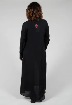 Silk Shirt Dress in Black