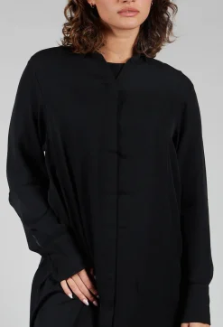 Silk Shirt Dress in Black