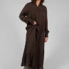 Silk Shirt Dress in Darkwood
