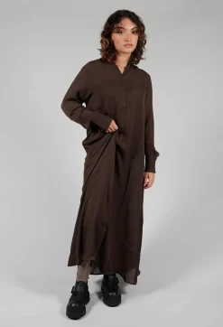 Silk Shirt Dress in Darkwood
