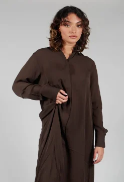Silk Shirt Dress in Darkwood