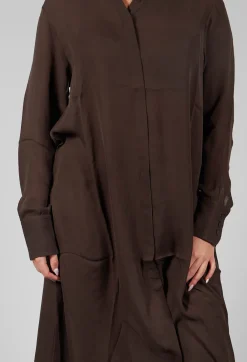 Silk Shirt Dress in Darkwood
