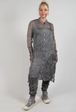 Silk Shirt Dress in Pencil Cloud