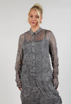Silk Shirt Dress in Pencil Cloud