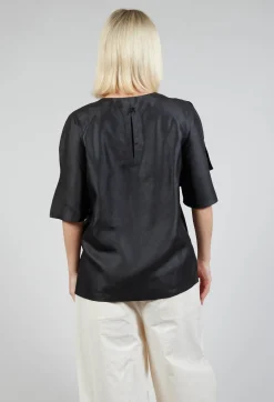 Silk Slit Blouse in Mud Dyeing