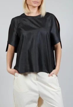 Silk Slit Blouse in Mud Dyeing