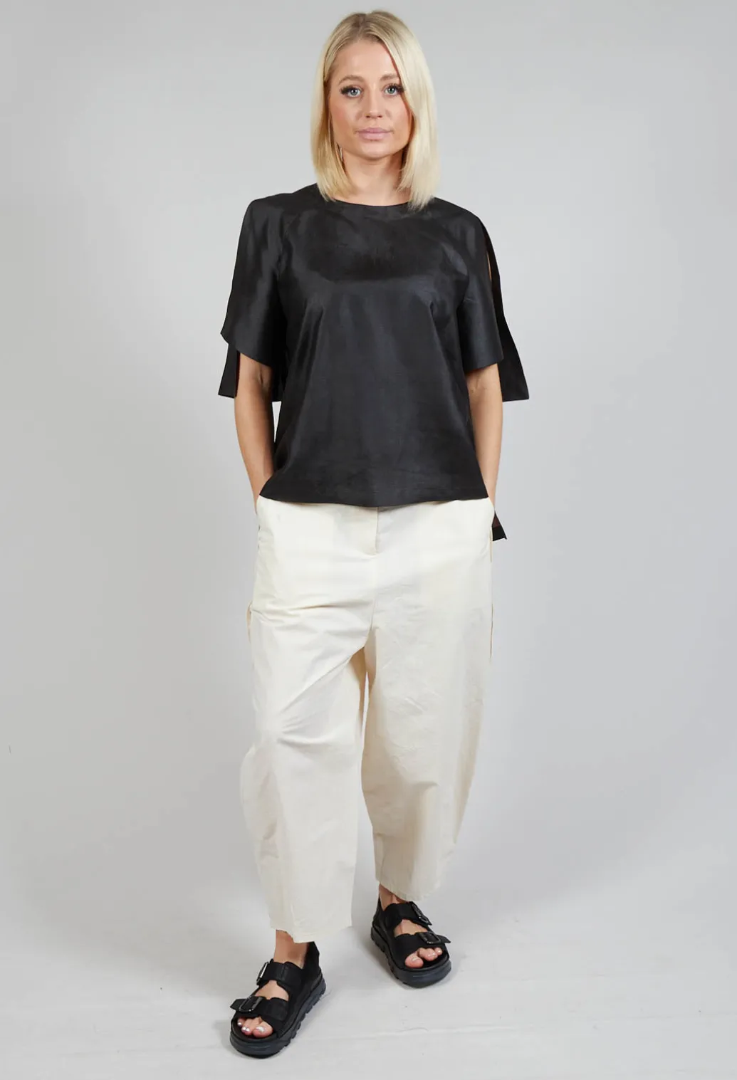 Silk Slit Blouse in Mud Dyeing