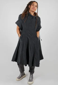 Silk Straight Leg Drop Crotch Trousers in Pencil Cloud