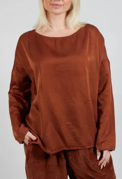 Silk T-Shirt in Rust
