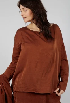 Silk T-Shirt in Rust