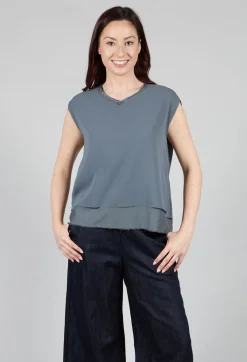 Silk Vest Top in Asfalto