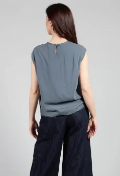 Silk Vest Top in Asfalto