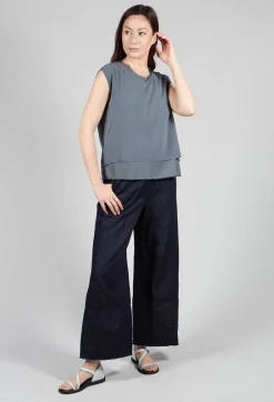 Silk Vest Top in Asfalto