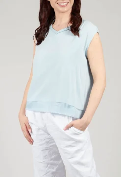 Silk Vest Top in Cielo