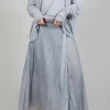 Silk Wrap Skirt in Silver Grey