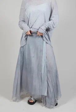 Silk Wrap Skirt in Silver Grey