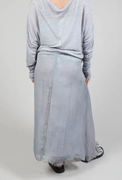 Silk Wrap Skirt in Silver Grey