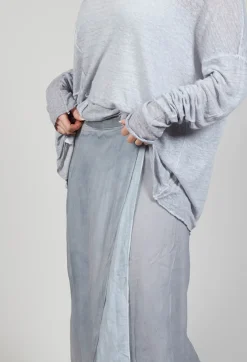 Silk Wrap Skirt in Silver Grey