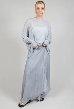 Silk Wrap Skirt in Silver Grey