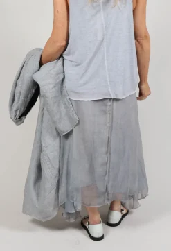 Silk Wrap Skirt in Silver Grey