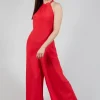 Silk-Blend Crepe Jumpsuit in Red