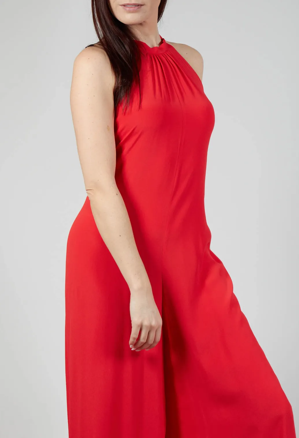 Silk-Blend Crepe Jumpsuit in Red